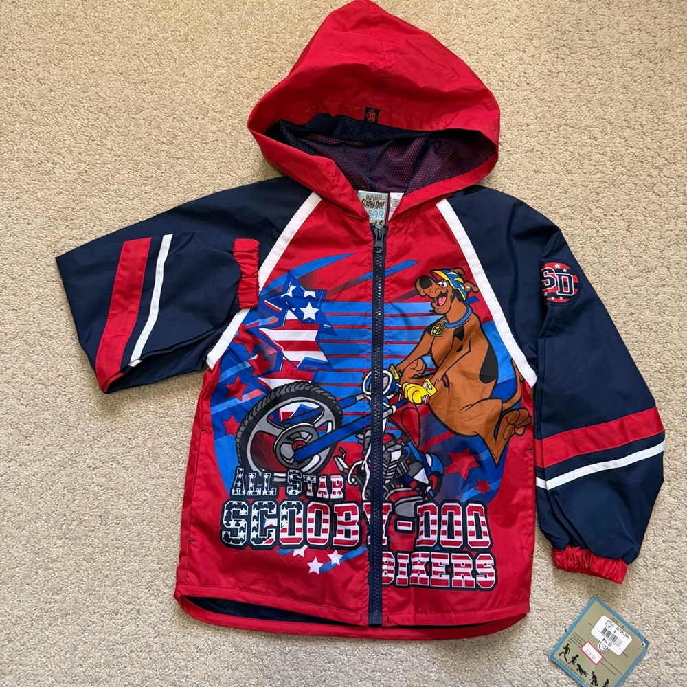 Cartoon Network SCOOBY DOO Wear R U? Boys 6 Hooded Full Zip Windbreaker Jacket